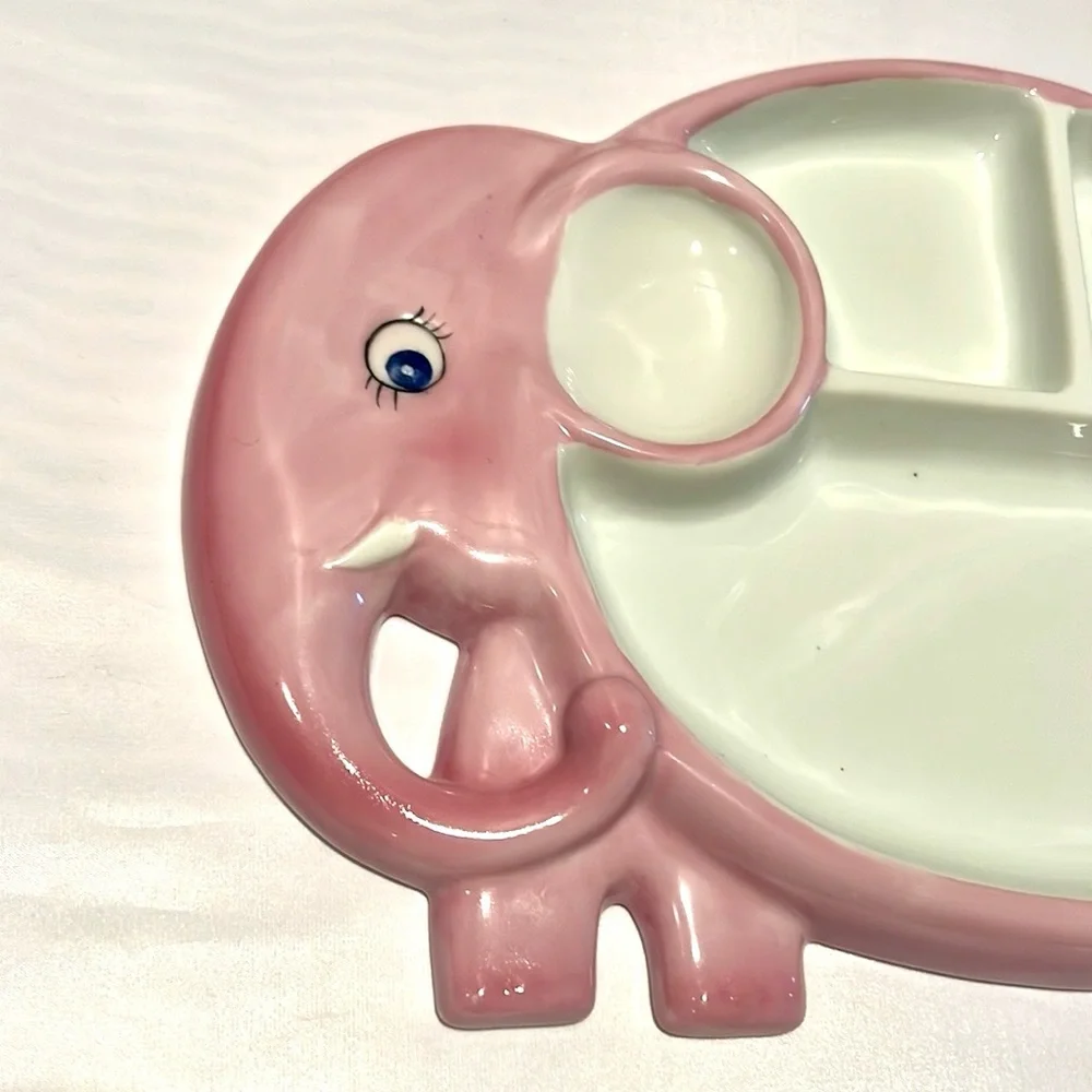 Studio Nova Japan Baby Kids Porcelain Divided Dinner Plate Pink Elephant NEW